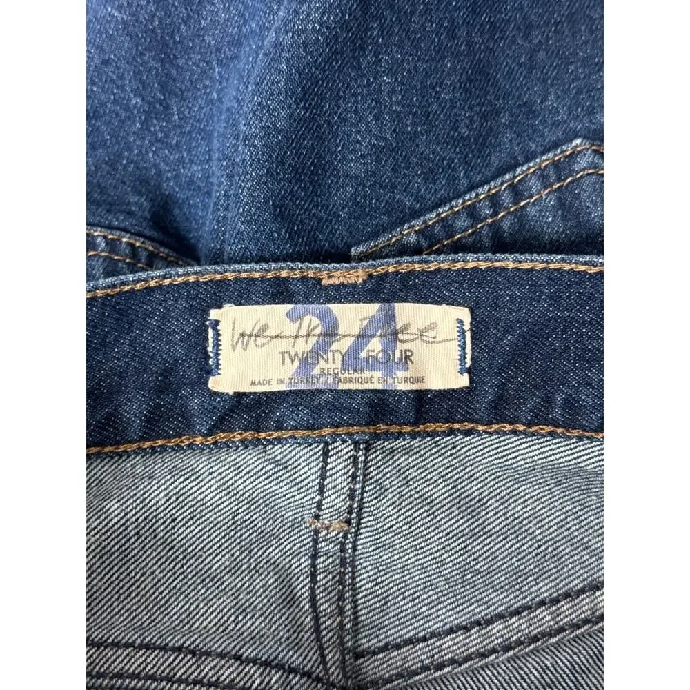 Free People Trouser Jeans 24 Womens Dark Blue Wash Pleated Front Tapered Leg